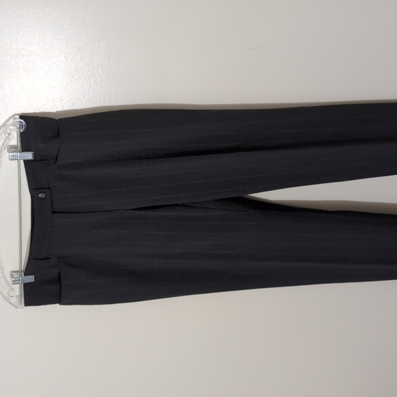 Brax| Grey With Brown Pin Stripe Pants Zippered Front Techno Wool - Picture 2 of 12